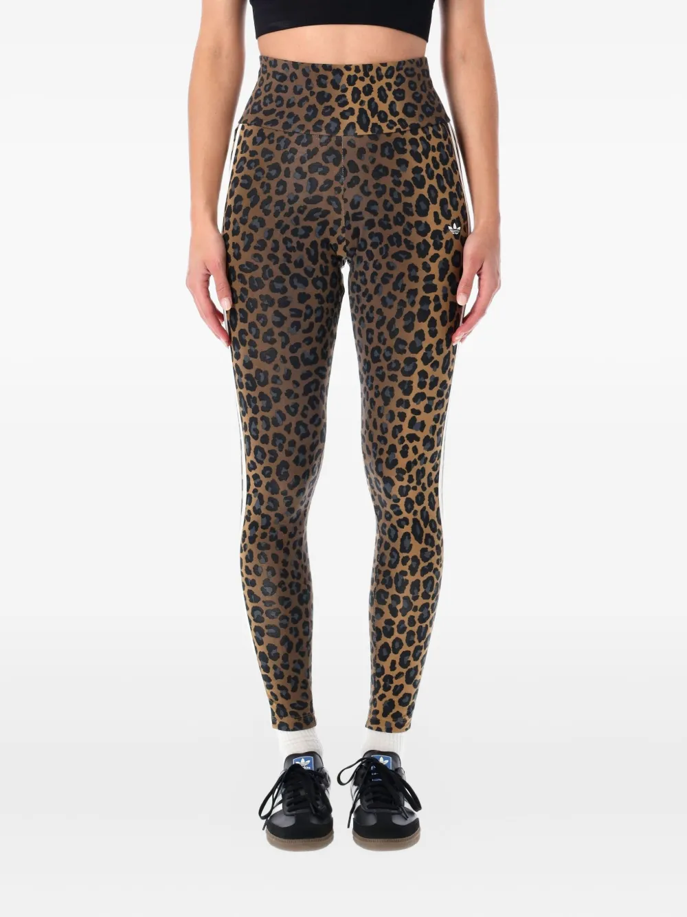 adidas leopard-print stripe leggings | Brown | Image 1