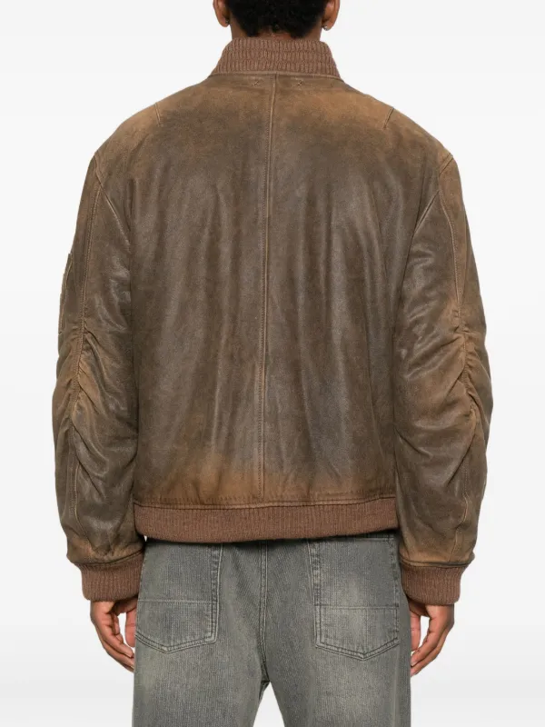 Golden Goose ジップアップ レザージャケット | ブラウン