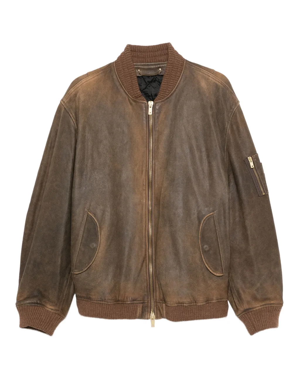Golden Goose zip-fastening leather jacket | Brown | Image 1