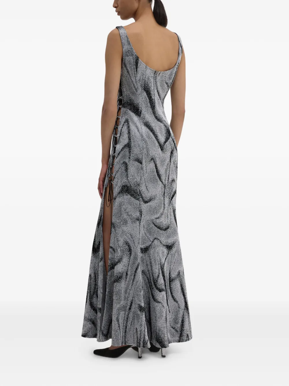 Maccapani Nice But Naughty Swirl-print Dress In Silver