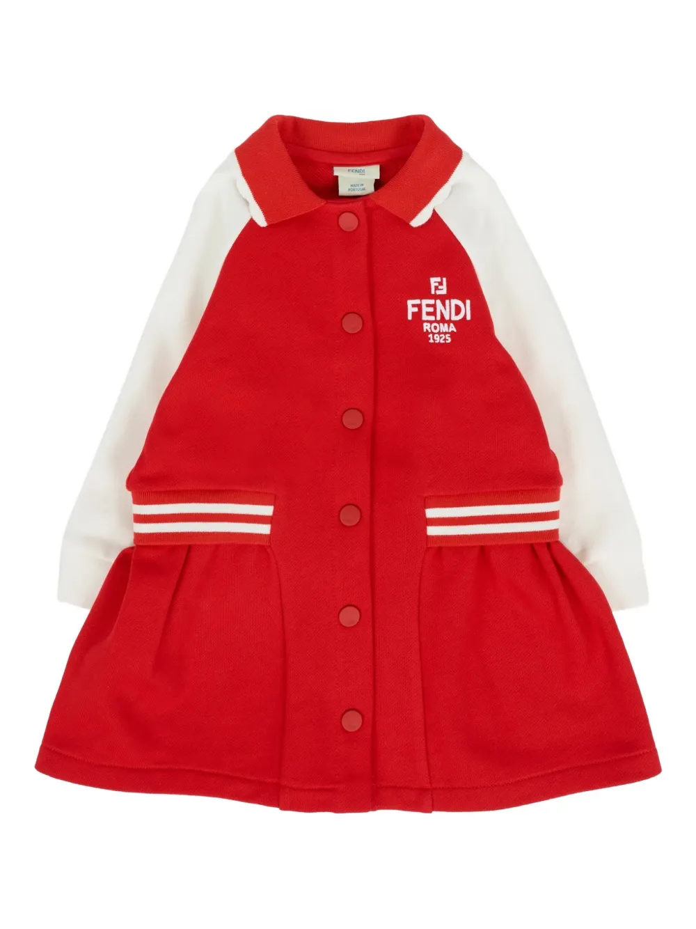 Fendi Kids embroidered-logo dress - Rosso