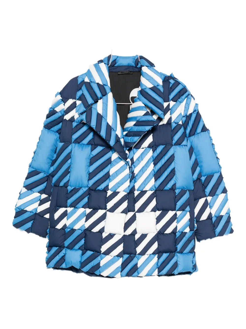 Raxxy Quilted Houndstooth Jacket In Blue