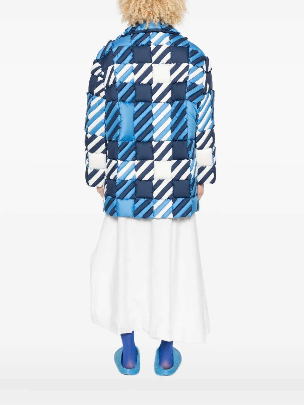 Raxxy Quilted Houndstooth Jacket In Blue