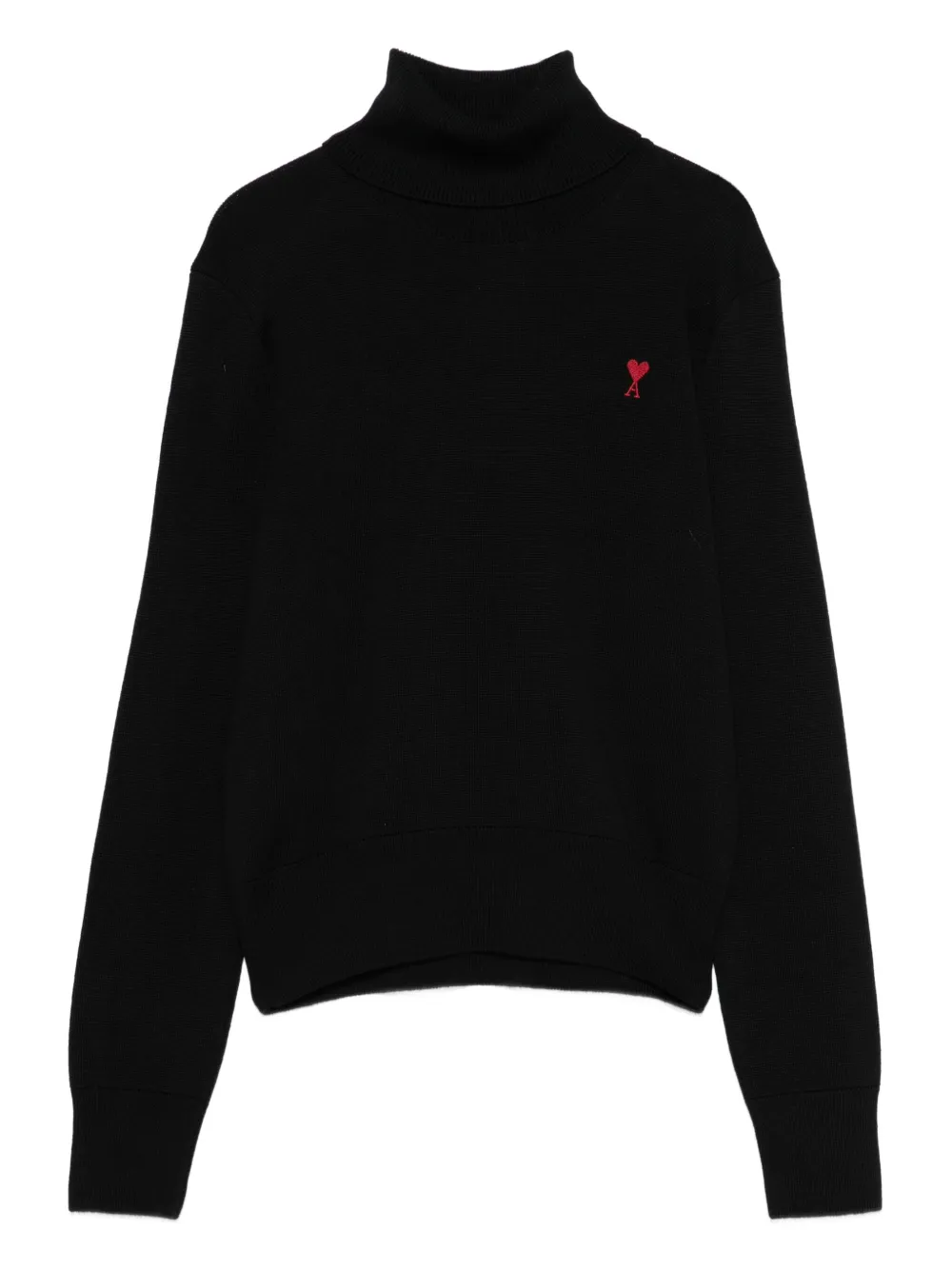 AMI Paris heart-embroidered turtleneck sweater | Black | Image 1