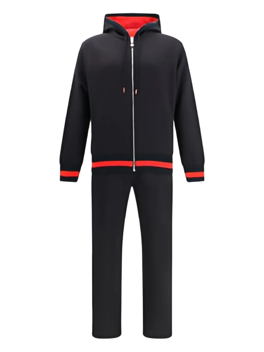 Kiton Logo-embroidered Hooded Tracksuit In Black