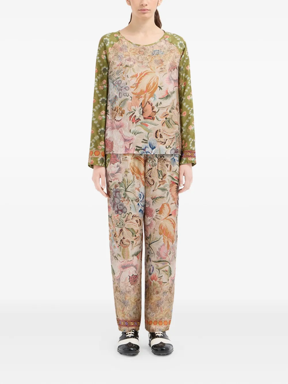 Pierre-Louis Mascia Shirt met bloemenprint - Beige