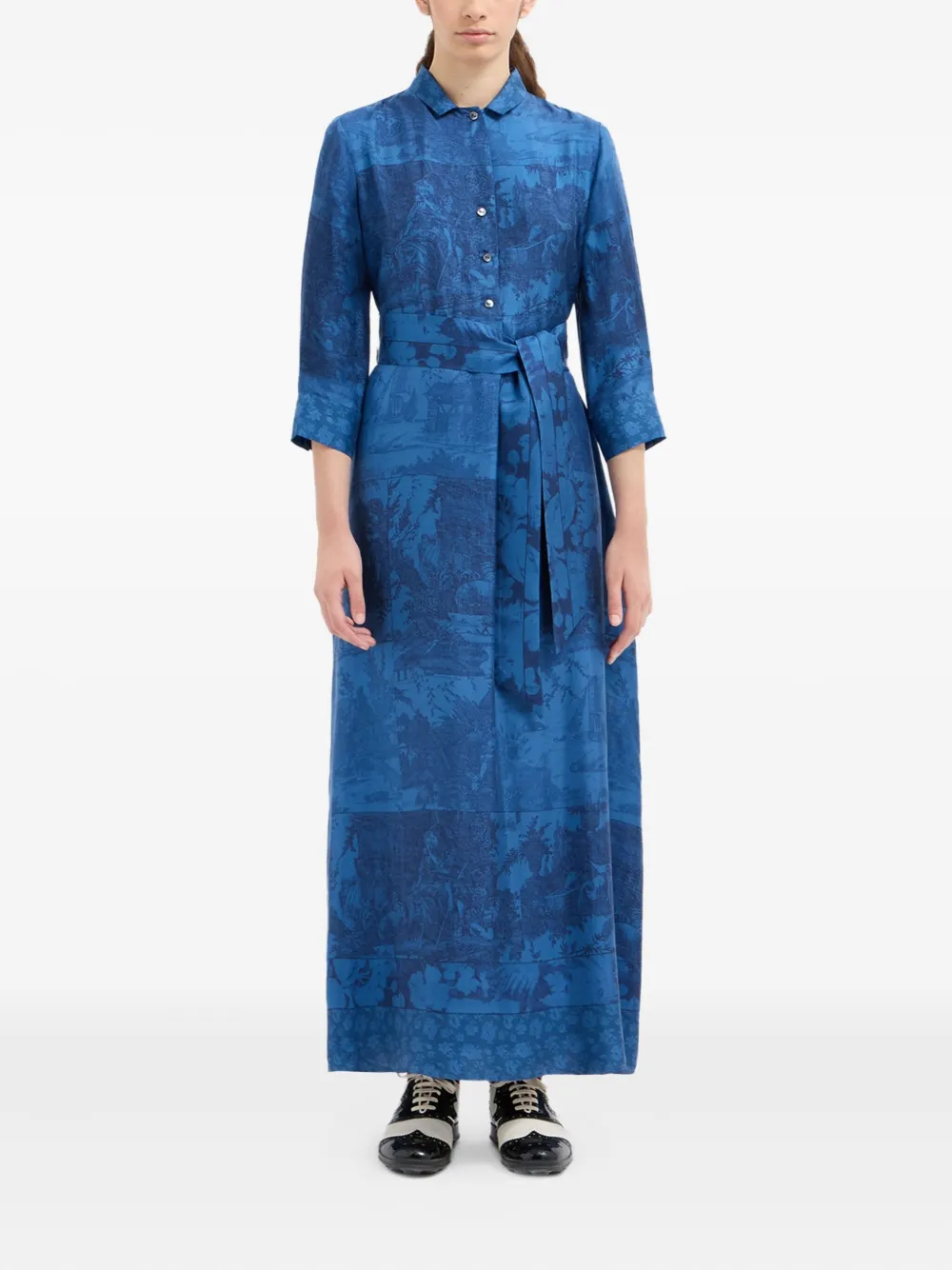 Pierre-Louis Mascia Jurk met ceintuur en print - Blauw