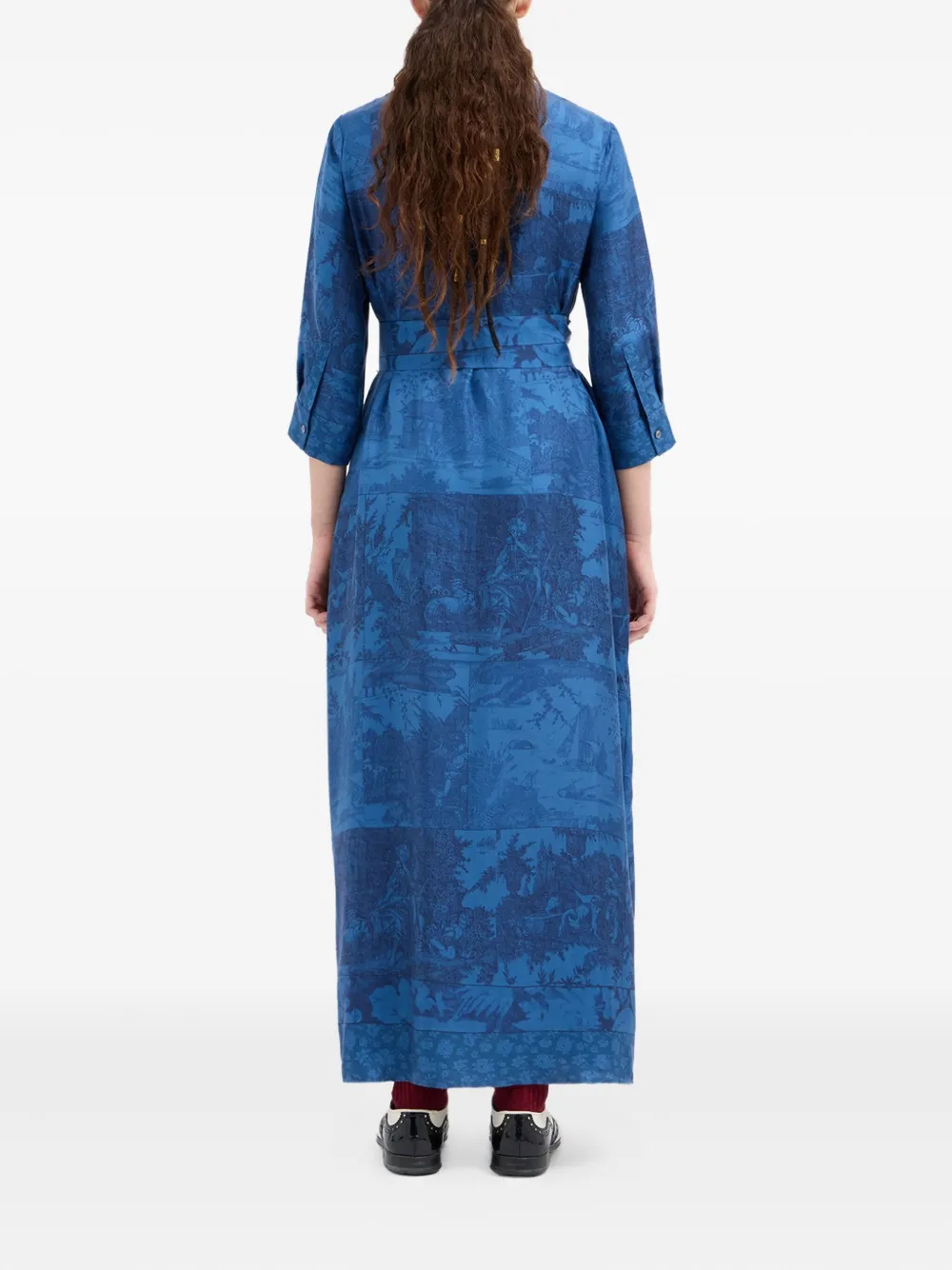 Pierre-Louis Mascia Jurk met ceintuur en print Blauw