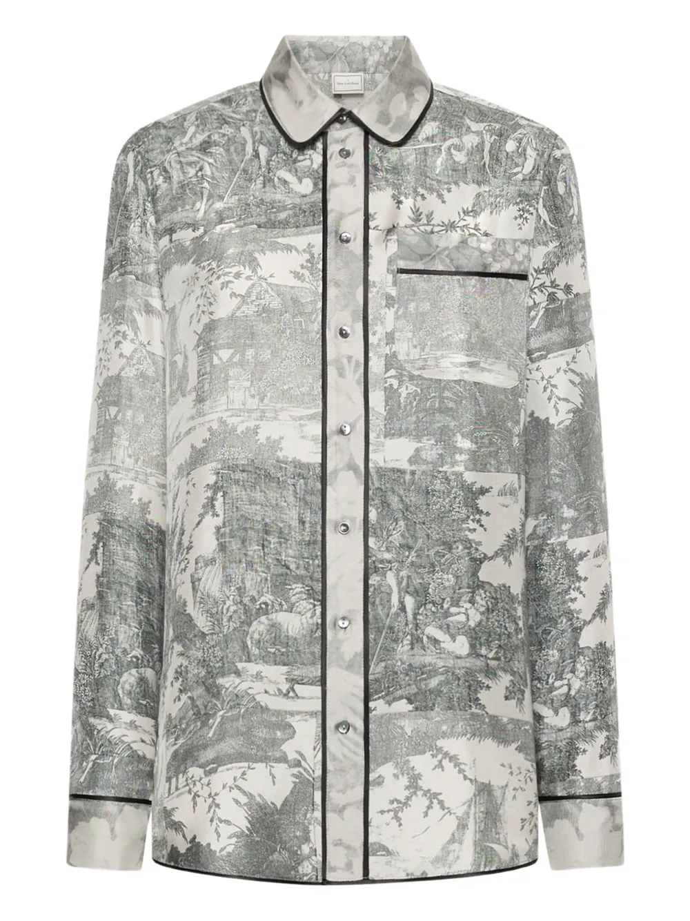 Pierre-Louis Mascia long-sleeve silk shirt | Grey | Image 1