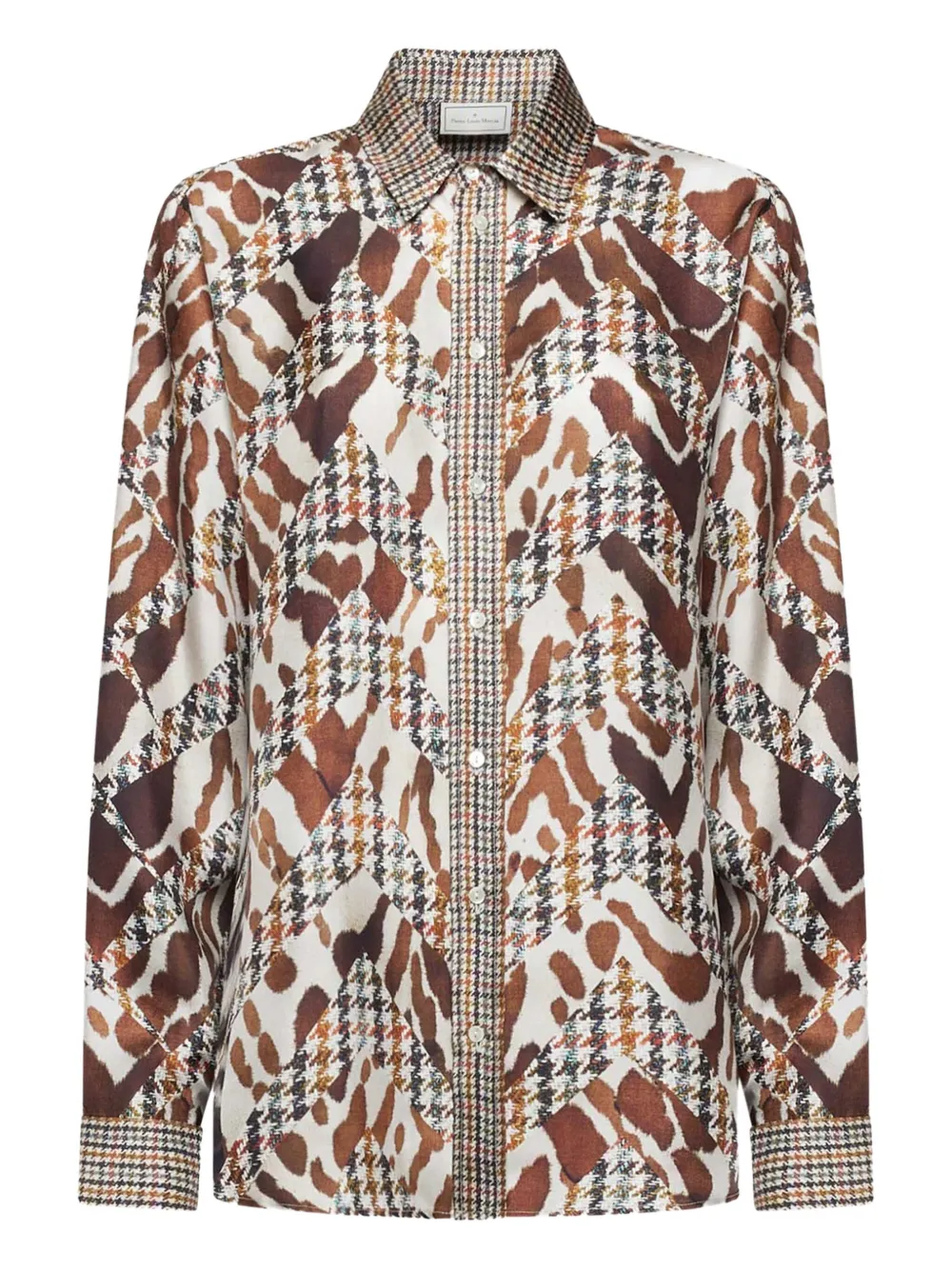 Pierre-louis Mascia Houndstooth-print Silk Shirt In Multi