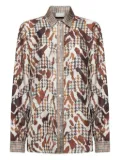 Pierre-Louis Mascia houndstooth-print silk shirt - Neutrals