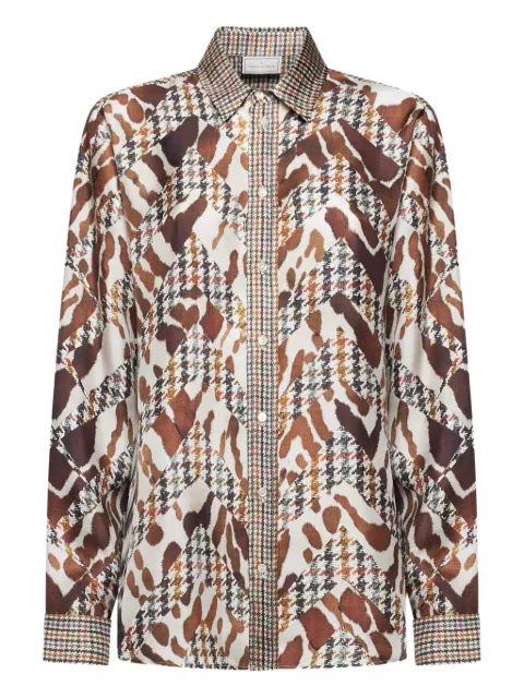 Pierre-Louis Mascia houndstooth-print silk shirt
