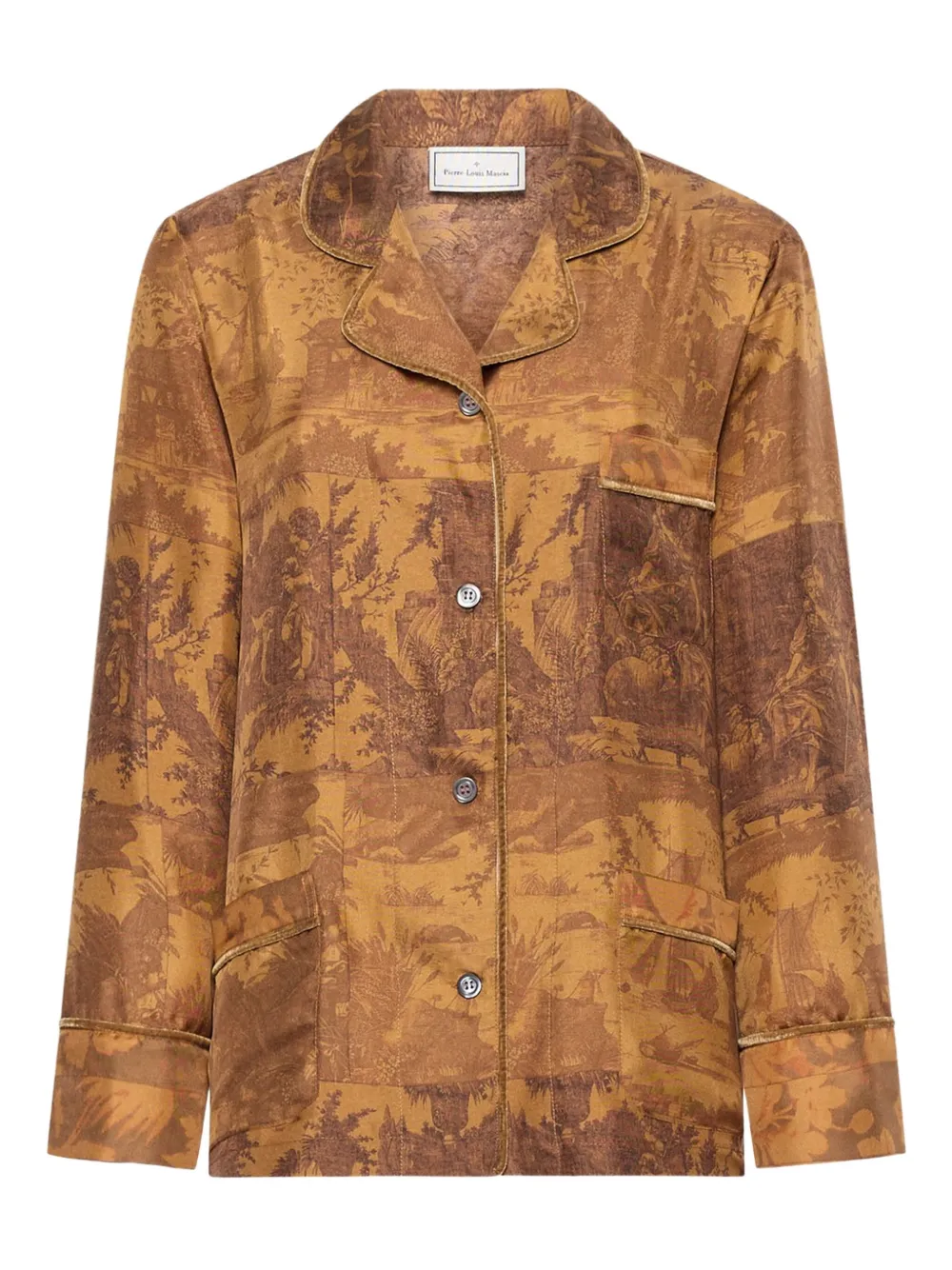 Pierre-louis Mascia Landscape-print Shirt In Brown