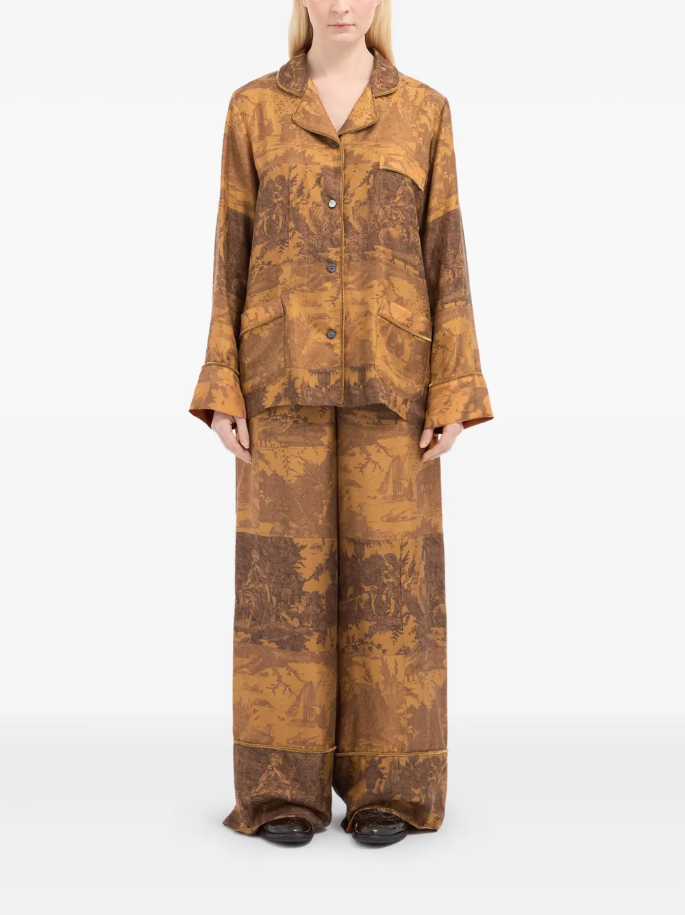 Pierre-Louis Mascia Blouse met print - Bruin