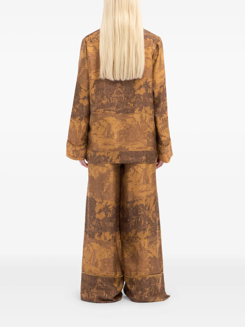 Pierre-louis Mascia Landscape-print Shirt In Brown