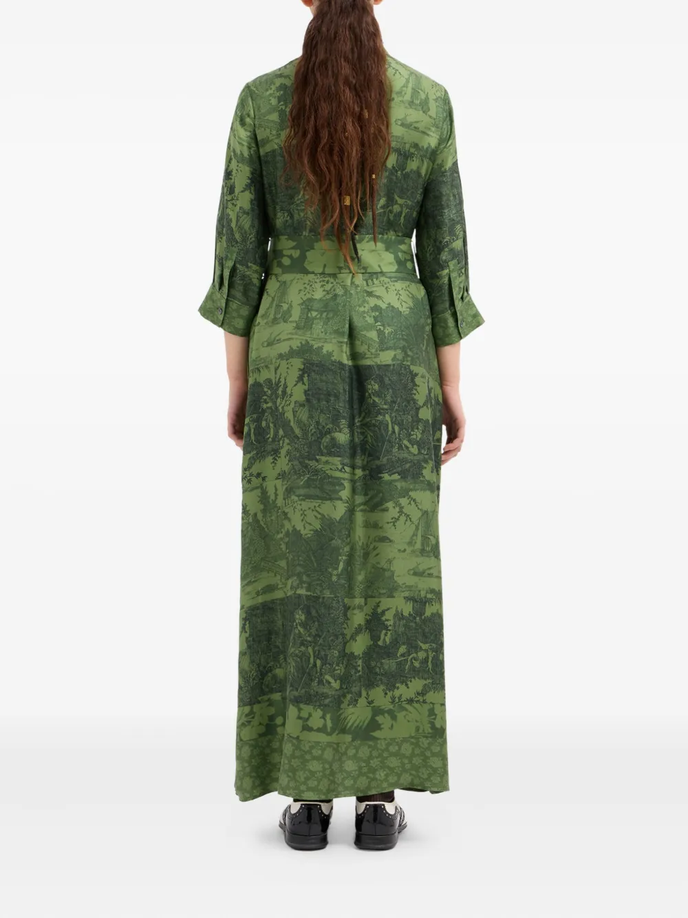 Pierre-Louis Mascia Maxi-jurk met landschapsprint Groen