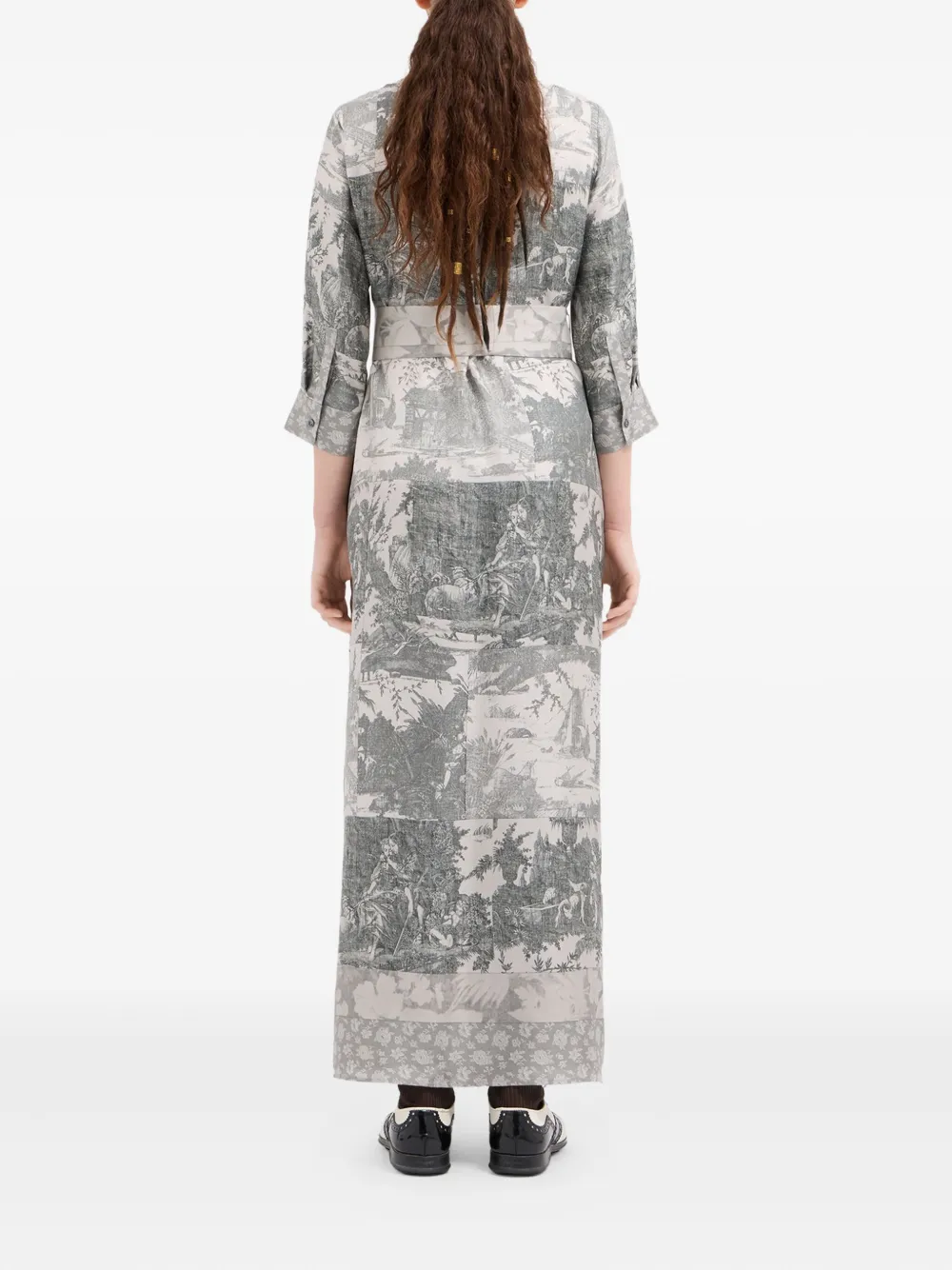 Pierre-louis Mascia Landscape-print Maxi Dress In Gray