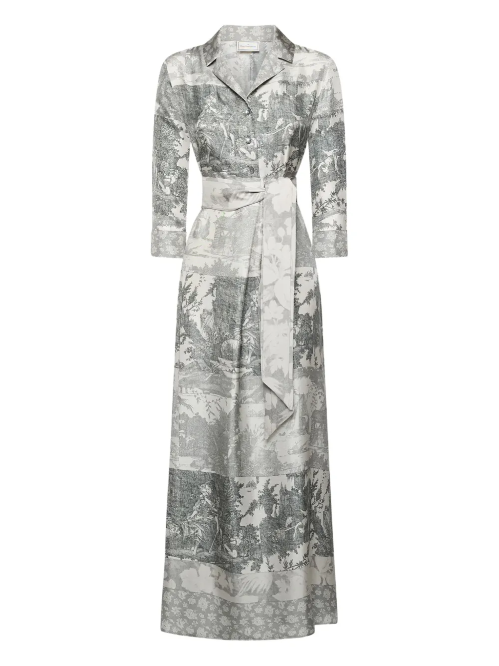 Pierre-louis Mascia Landscape-print Maxi Dress In Gray