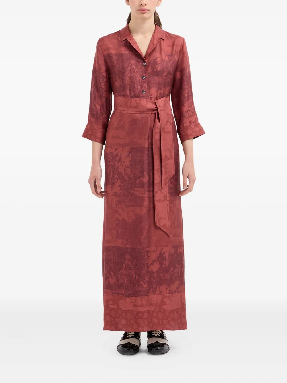 Pierre-Louis Mascia Jurk met ceintuur en print - Rood