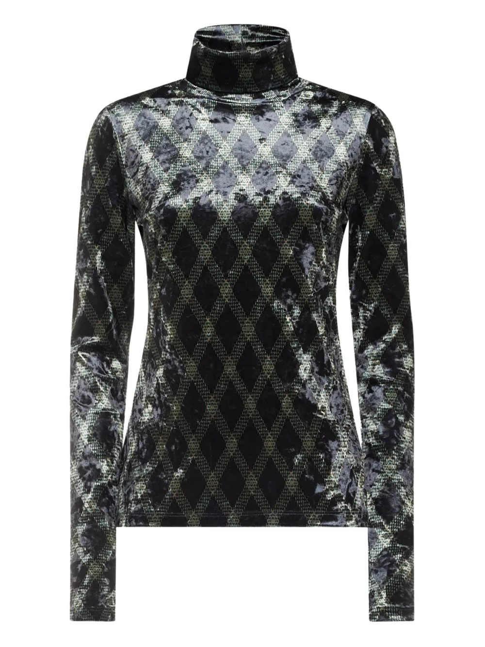 Pierre-Louis Mascia diamond-pattern velvet top | Black | Image 1