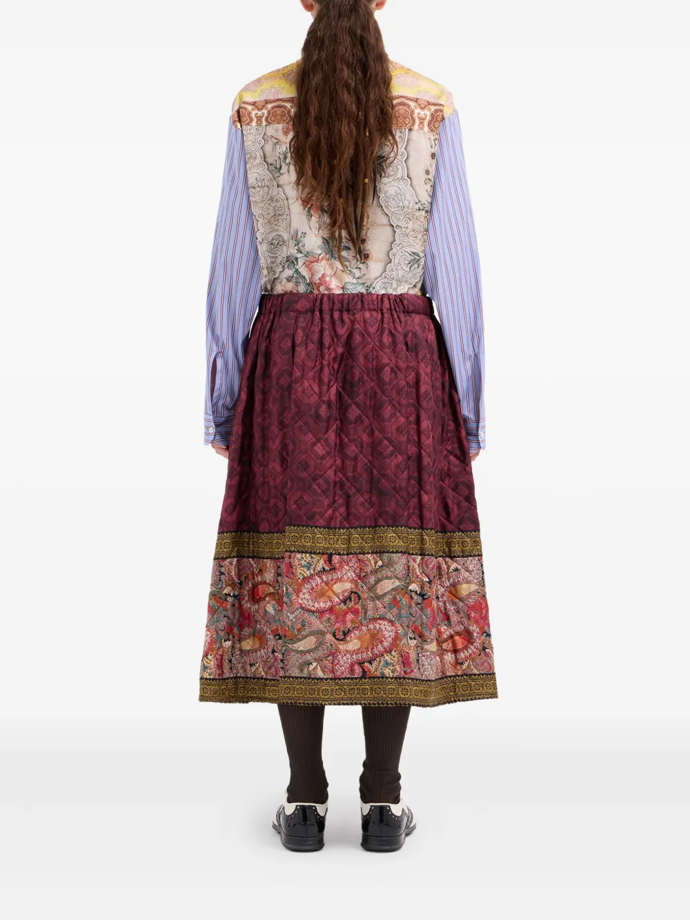 Pierre-louis Mascia Quilted Paisley-print Skirt In Red