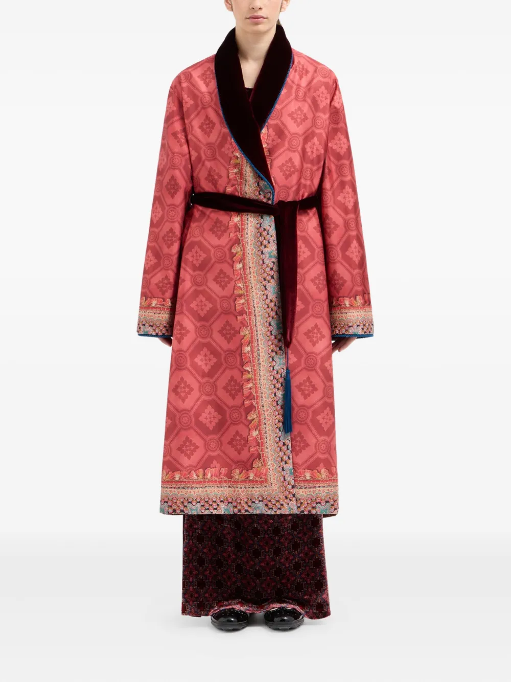 Pierre-louis Mascia Geometric-pattern Coat In Red