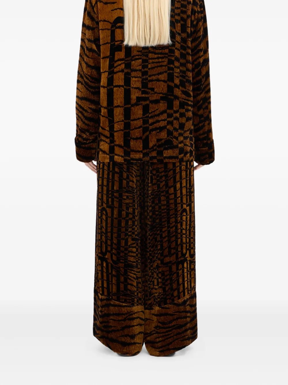 Pierre-Louis Mascia Jack met dubbele rij knopen en tijgerprint Bruin