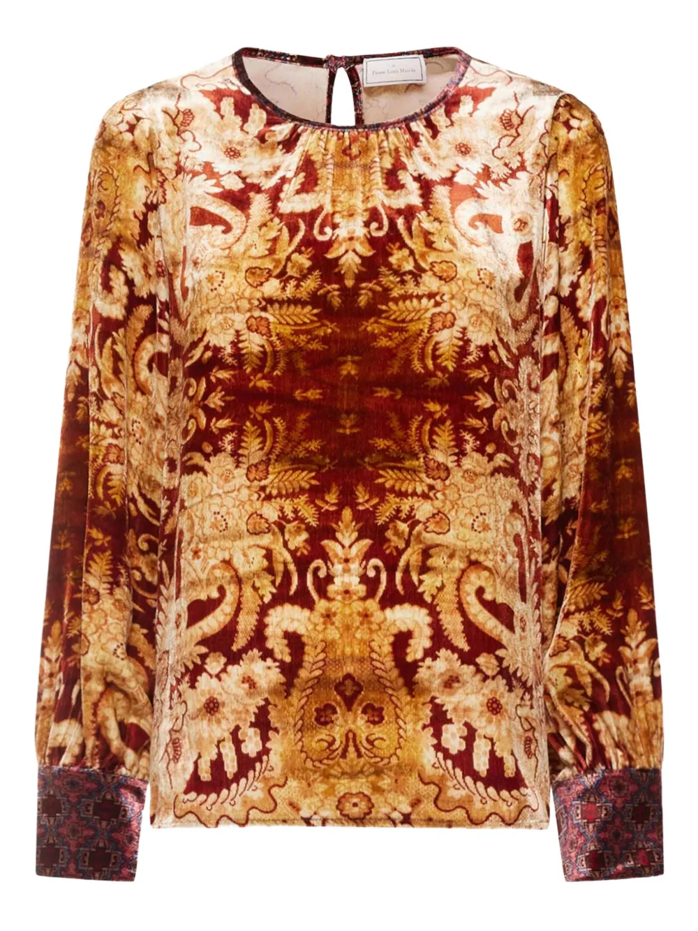 Pierre-Louis Mascia damask-print velvet shirt | Brown | Image 1