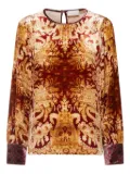 Pierre-Louis Mascia damask-print velvet shirt - Brown