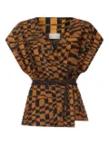 Pierre-Louis Mascia geometric-print wrap top - Brown
