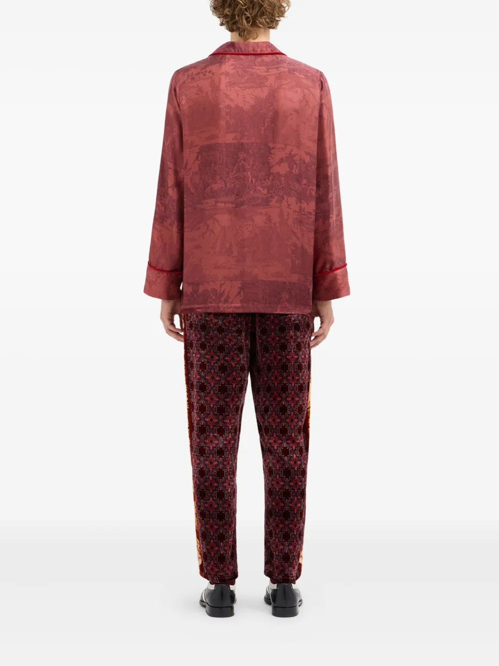 Pierre-louis Mascia Printed Piped-trim Shirt In Red
