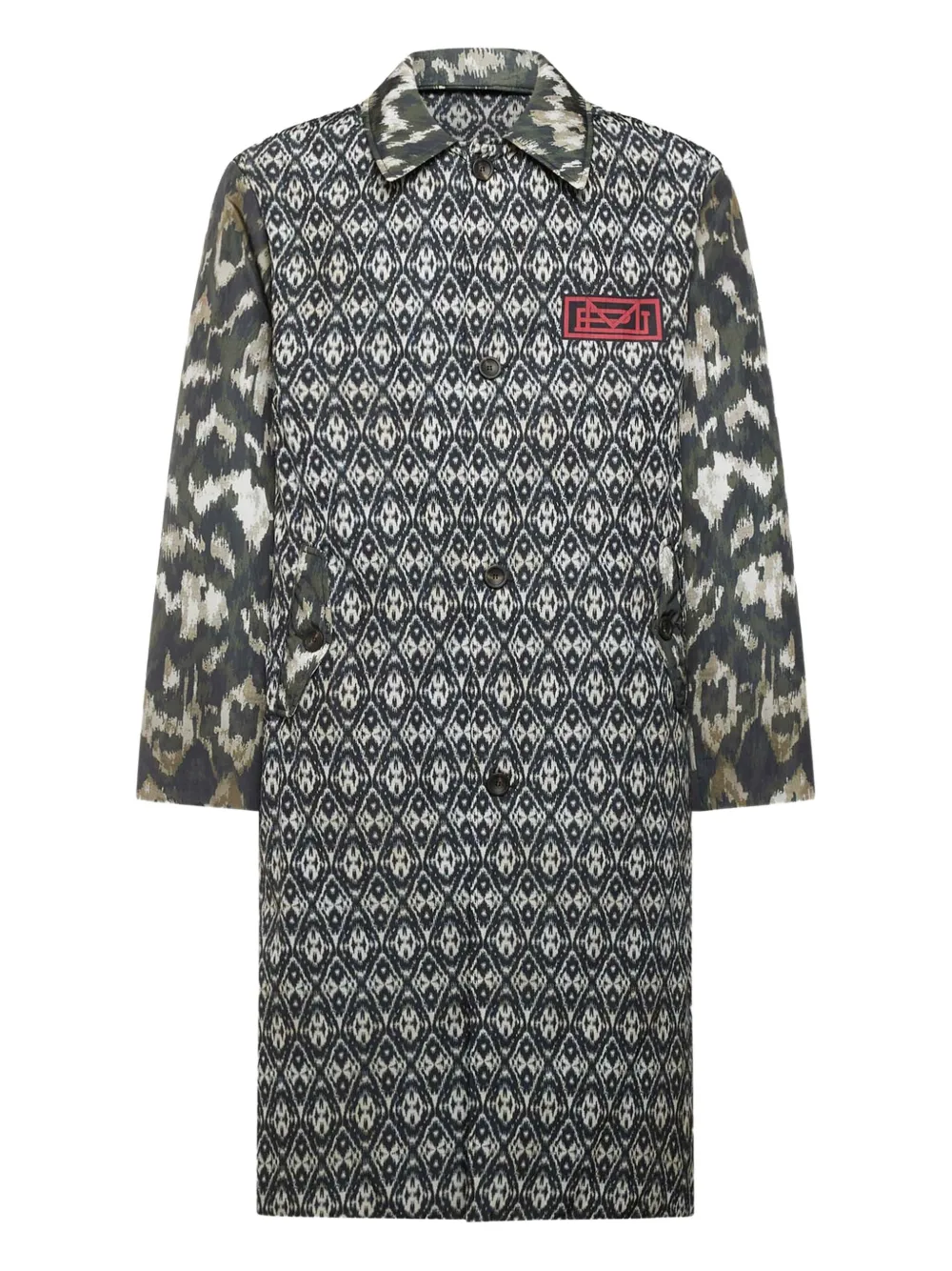 Pierre-louis Mascia Ikat-pattern Buttoned Coat In Gray