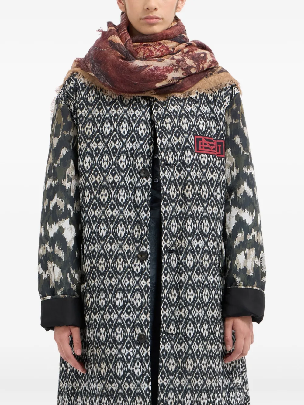 Pierre-Louis Mascia Sjaal met bloemenprint Bruin