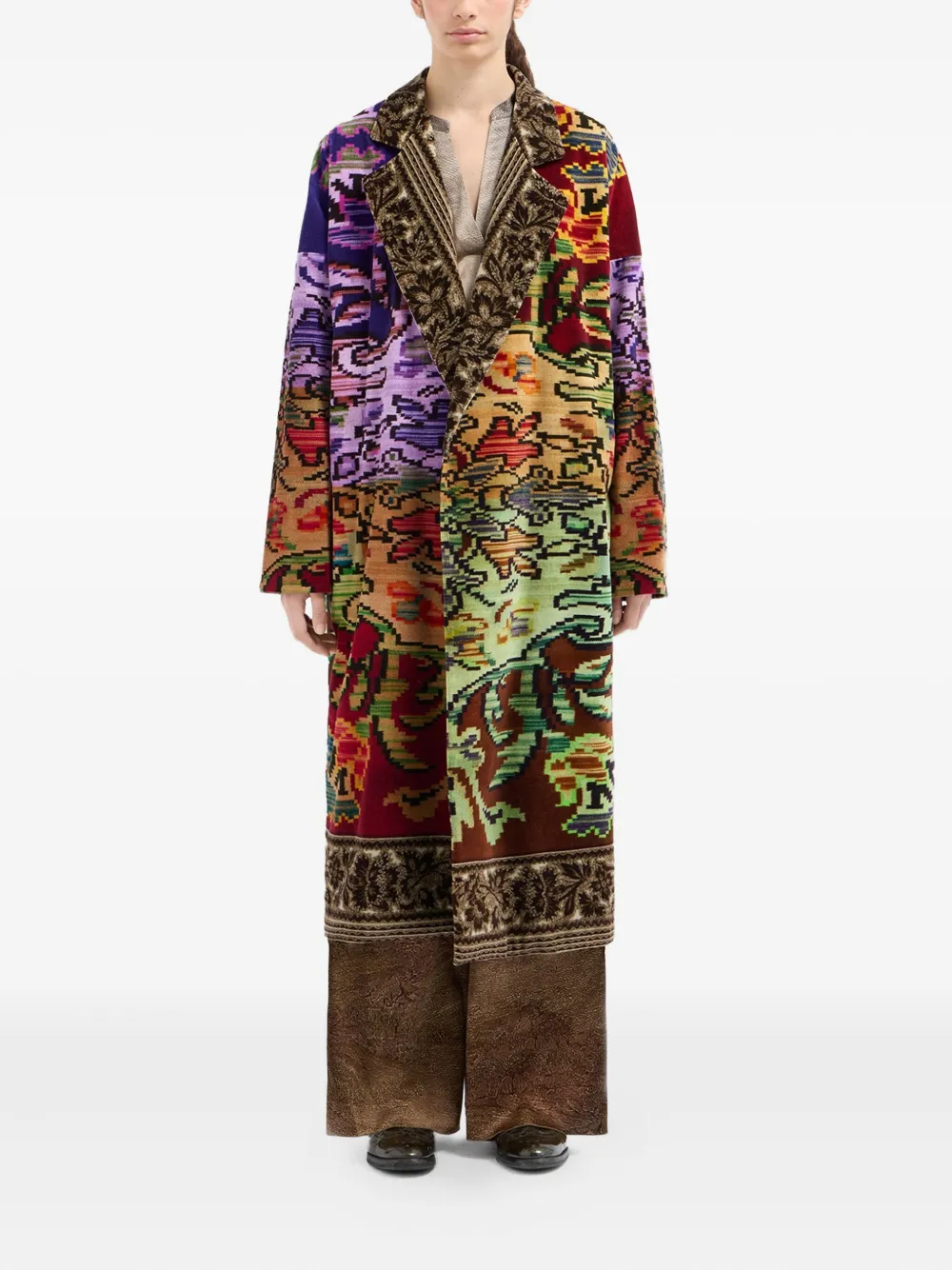 Pierre-louis Mascia Patchwork Floral Coat In Multi