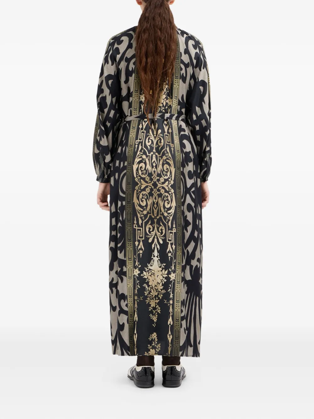 Pierre-louis Mascia Geometric-pattern Maxi Dress In Black