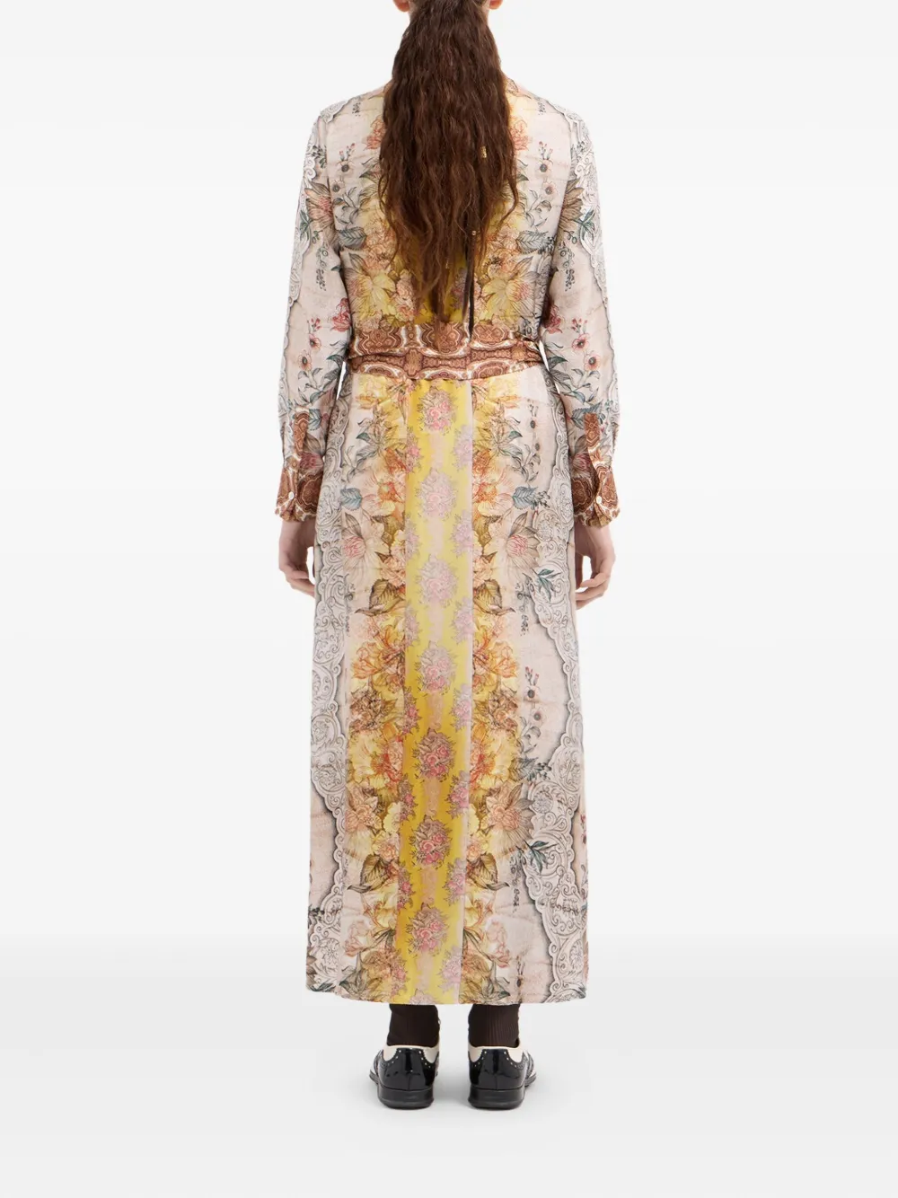 Pierre-louis Mascia Floral-print Shirt Maxi Dress In Yellow