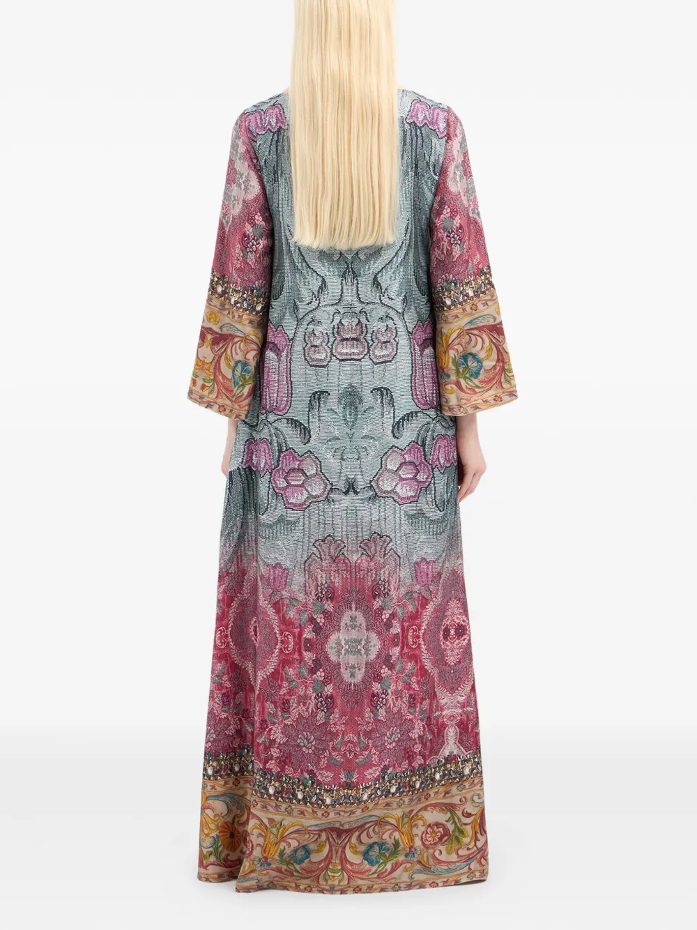 Pierre-louis Mascia Printed Bell-sleeve Dress In Multi