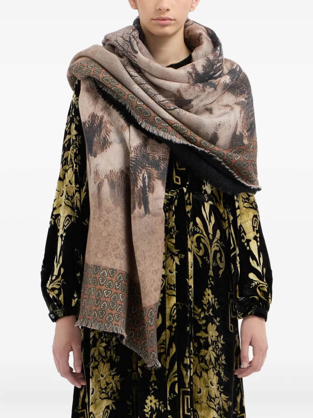 Pierre-Louis Mascia geometric-pattern scarf | Neutrals | Image 1