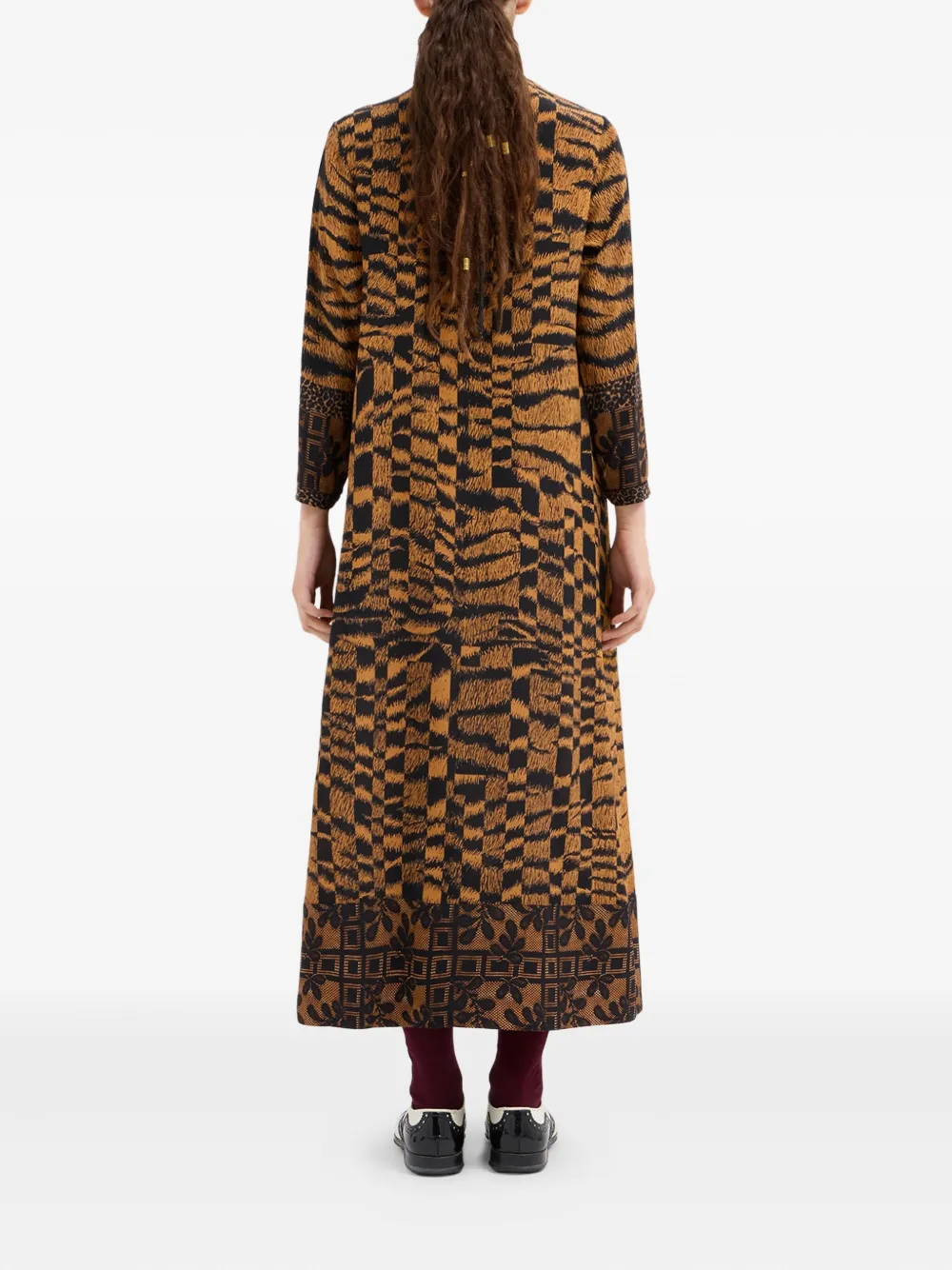 Pierre-louis Mascia Abstract-print Maxi Dress In Brown