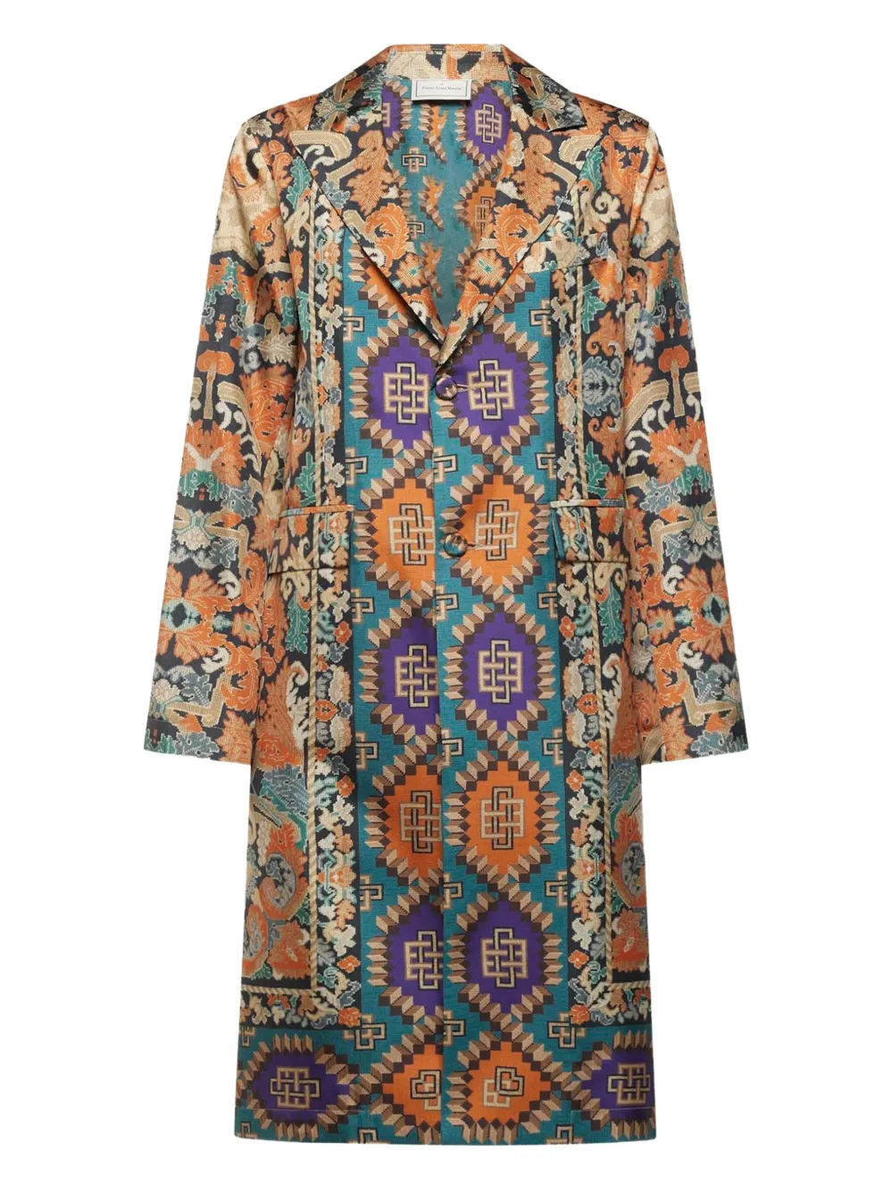 Pierre-louis Mascia Silk Single-breasted Coat In Multi