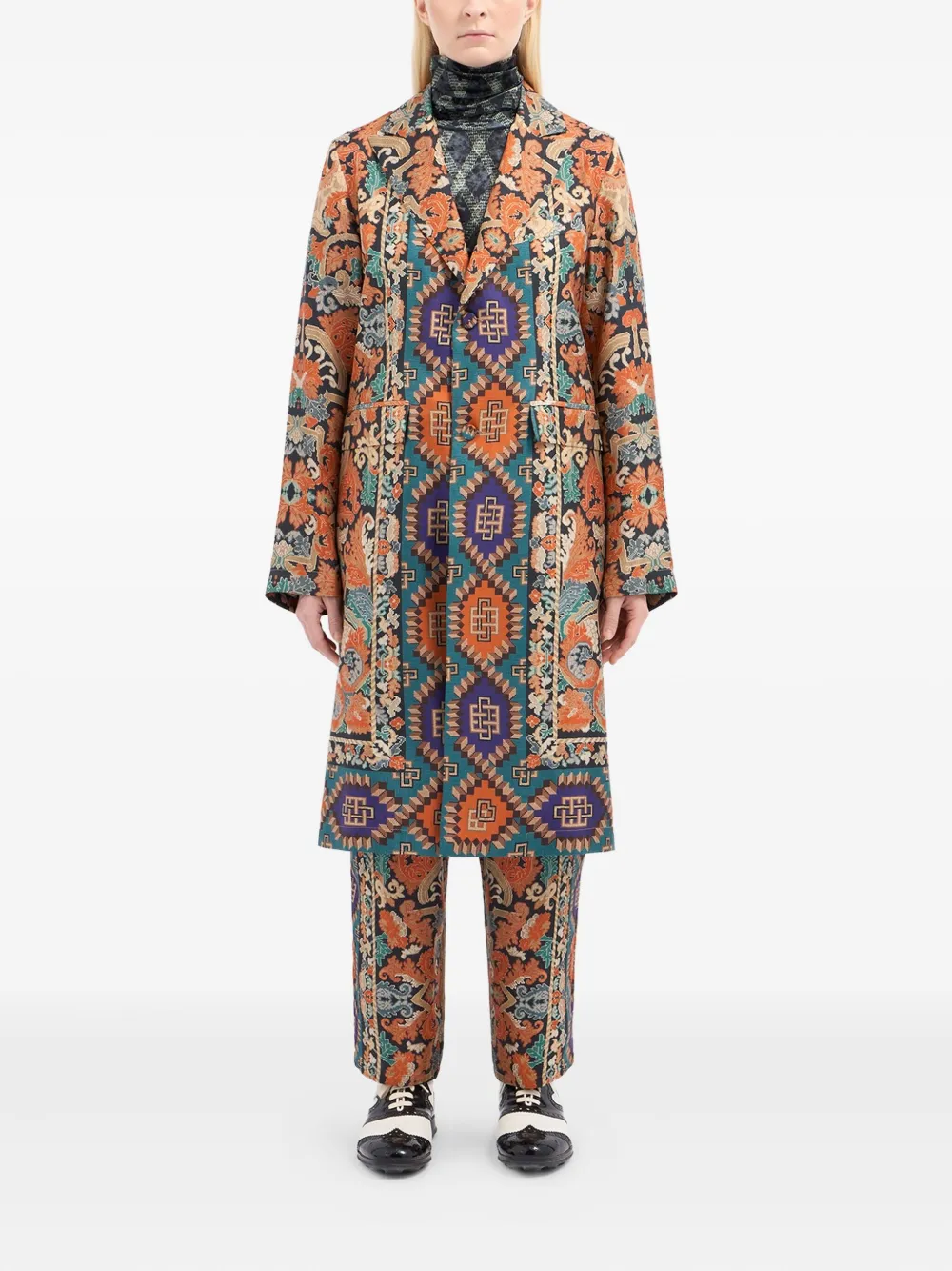 Pierre-louis Mascia Silk Single-breasted Coat In Multi