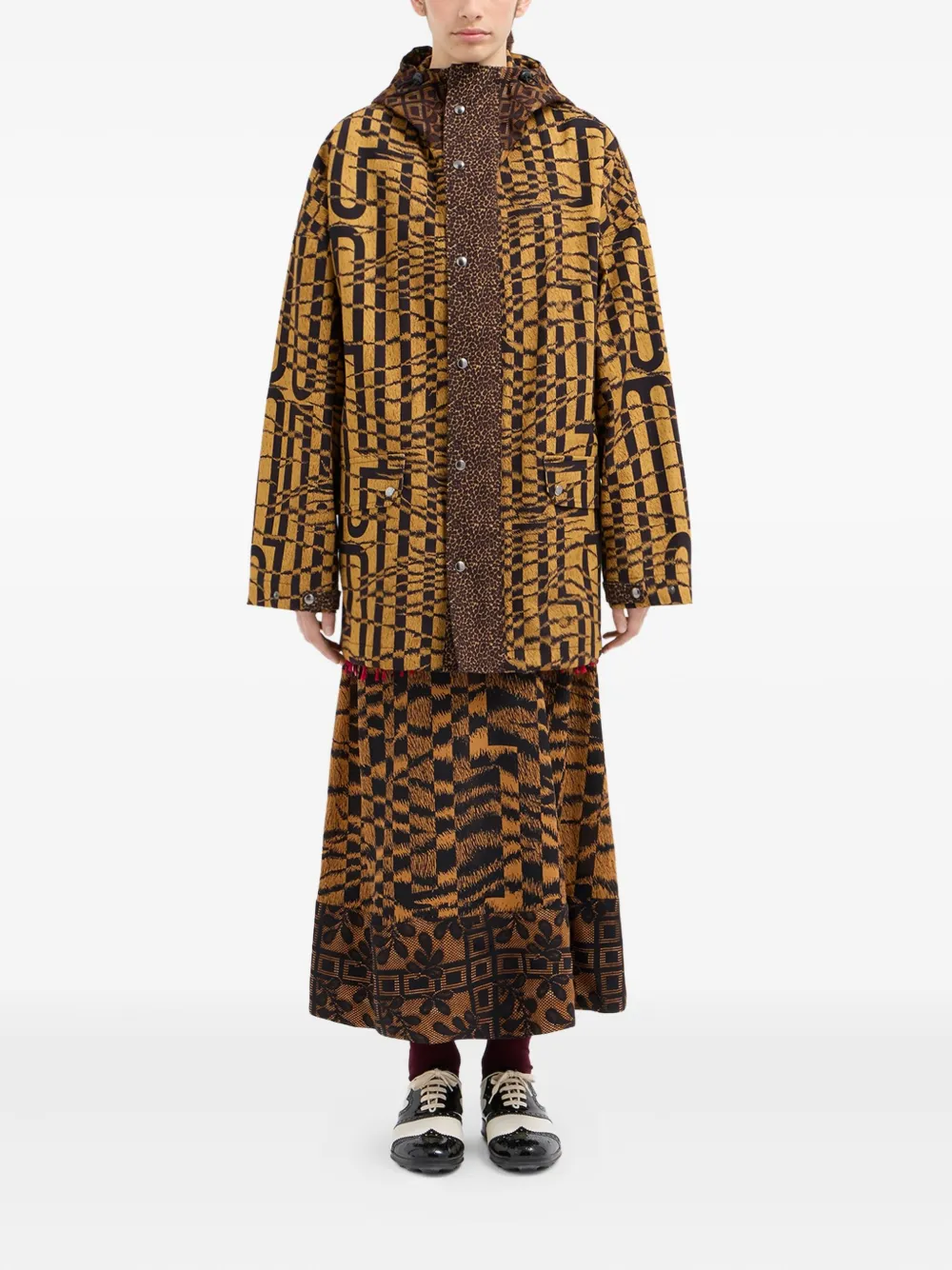 Pierre-louis Mascia Abstract-print Hooded Jacket In Yellow