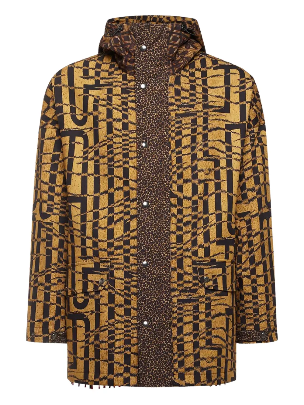 Pierre-louis Mascia Abstract-print Hooded Jacket In Yellow