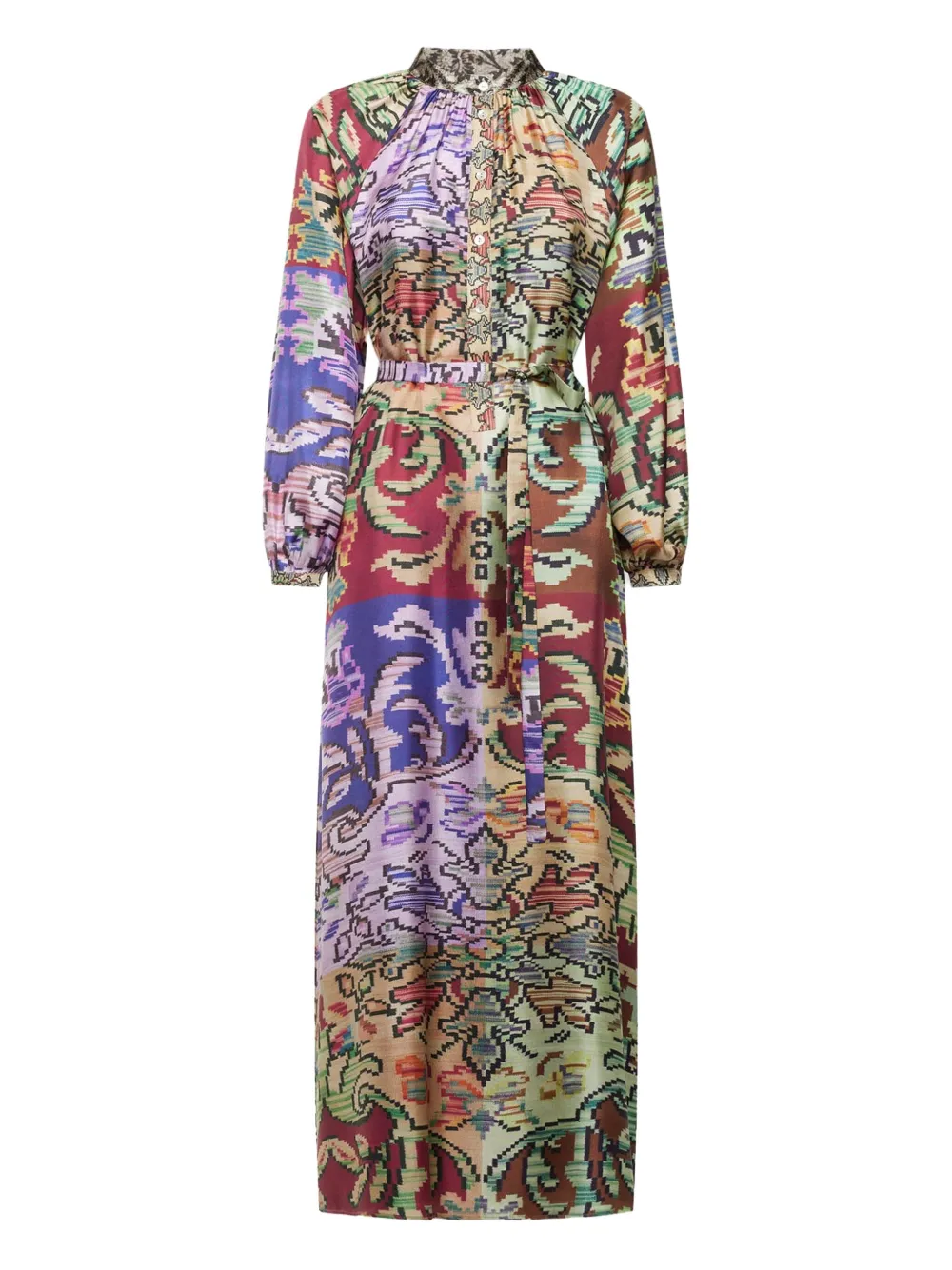 Pierre-louis Mascia Abstract-pattern Belted Maxi Dress In Multi