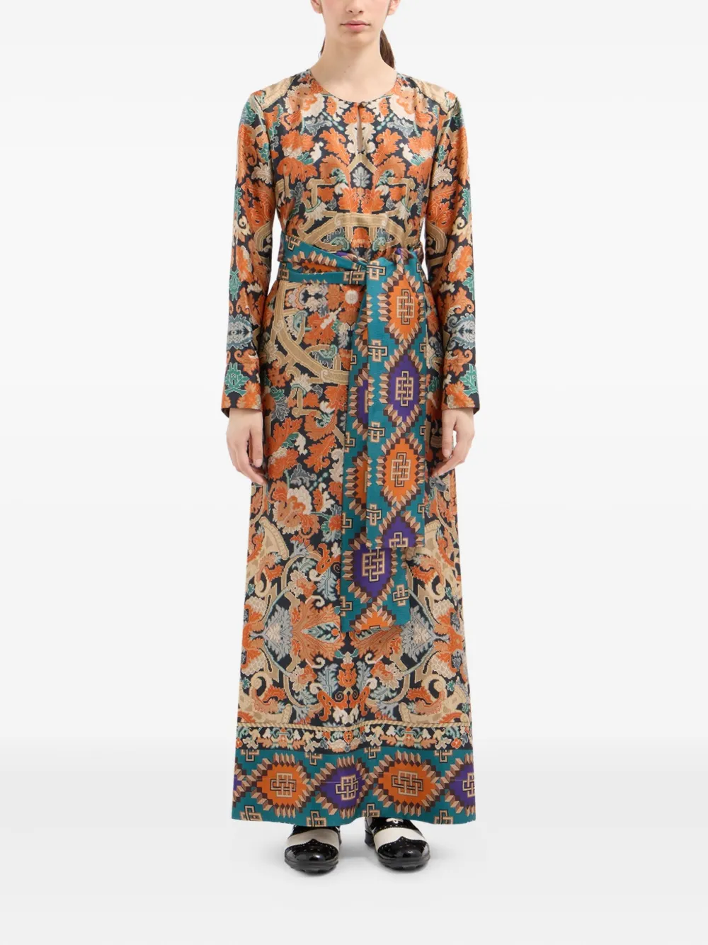 Pierre-Louis Mascia Maxi-jurk met geometrisch patroon - Beige