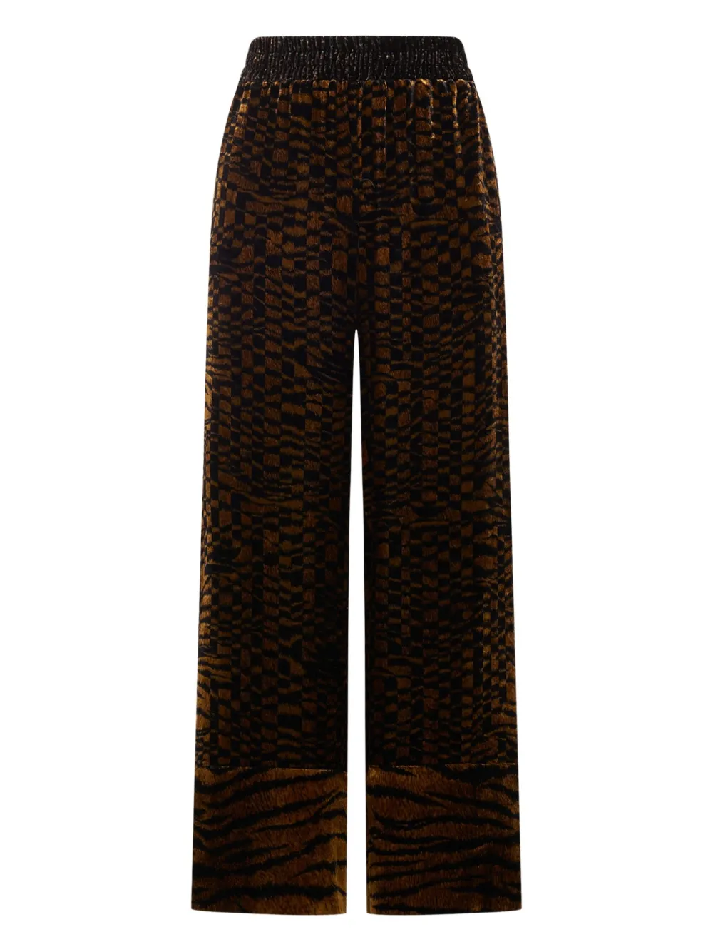 Pierre-Louis Mascia velvet geometric-pattern trousers | Brown | Image 1