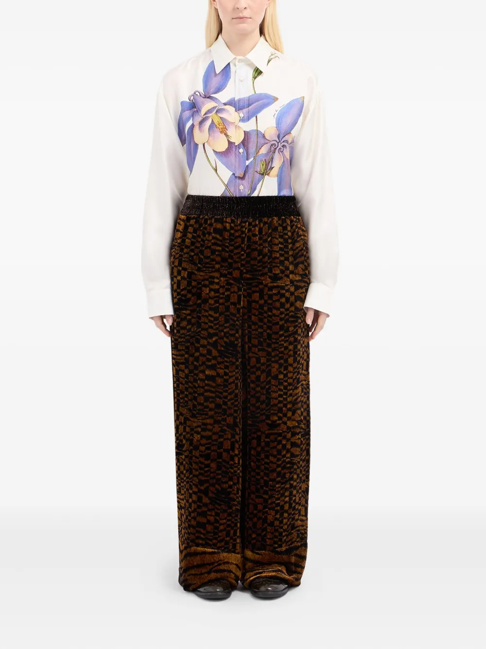 Pierre-Louis Mascia velvet geometric-pattern trousers | Wide Leg Pants | Image 2