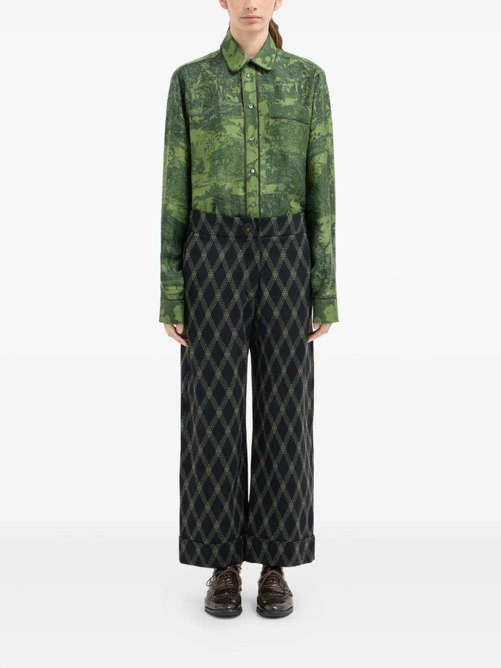 Pierre-louis Mascia Diamond-pattern Trousers In Black