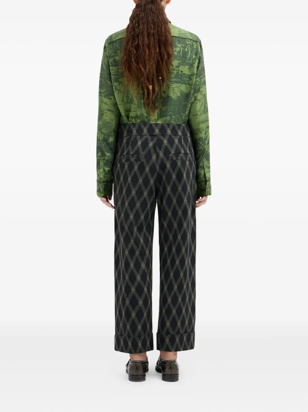 Pierre-louis Mascia Diamond-pattern Trousers In Black