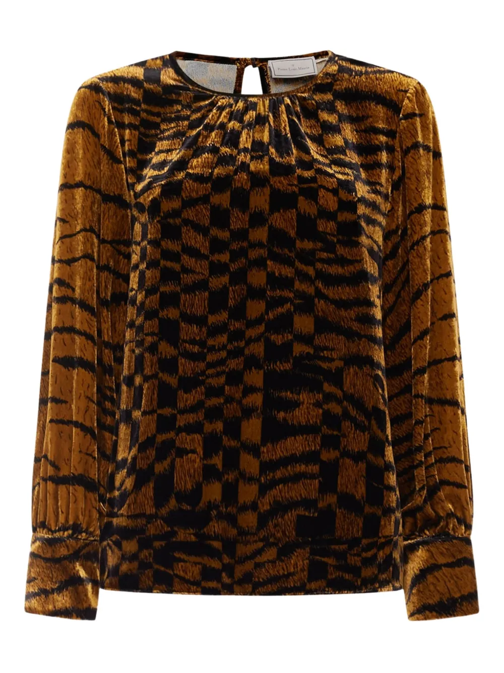 Pierre-Louis Mascia velvet abstract-print shirt | Brown | Image 1
